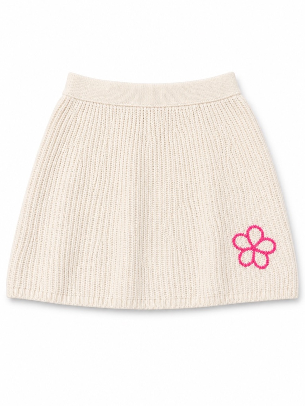 Design History Girl’s Cream Knit Waistband with Pink Flower